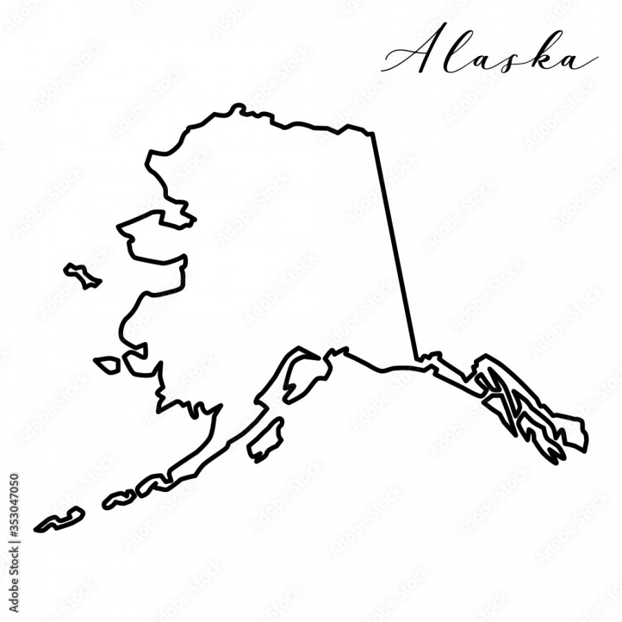 Vector high quality map of the American state of Alaska simple