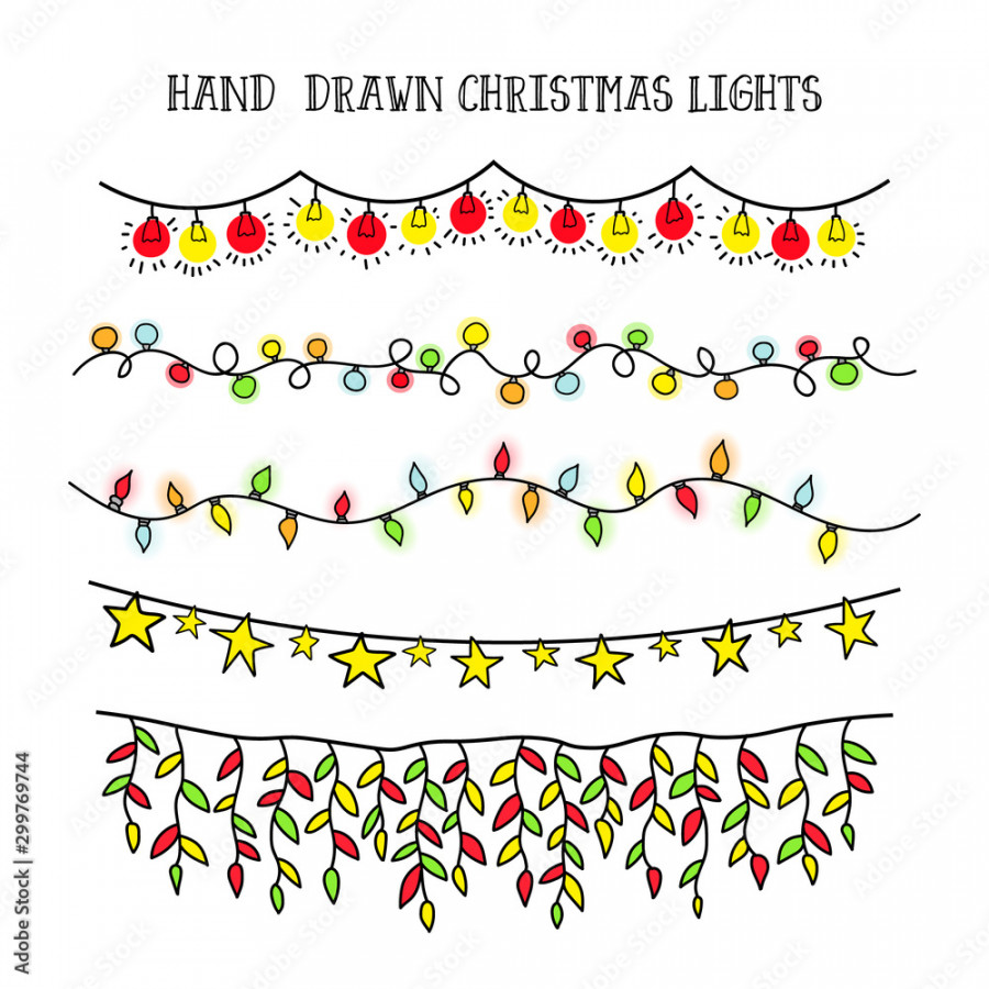 vector set hand draw christmas lights