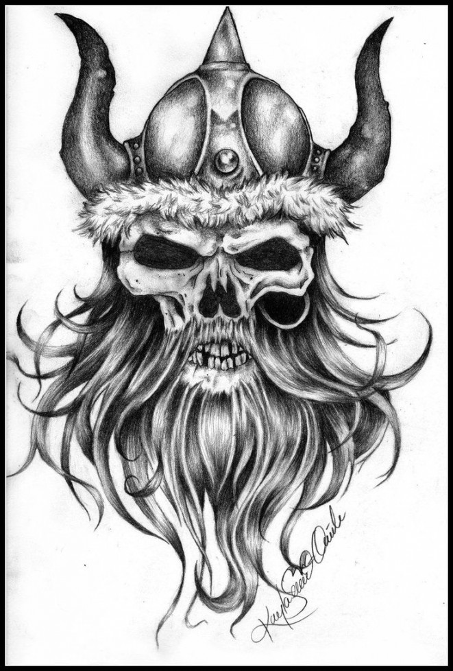 Viking Skull  by KaylaSevier on DeviantArt  Skull tattoo design