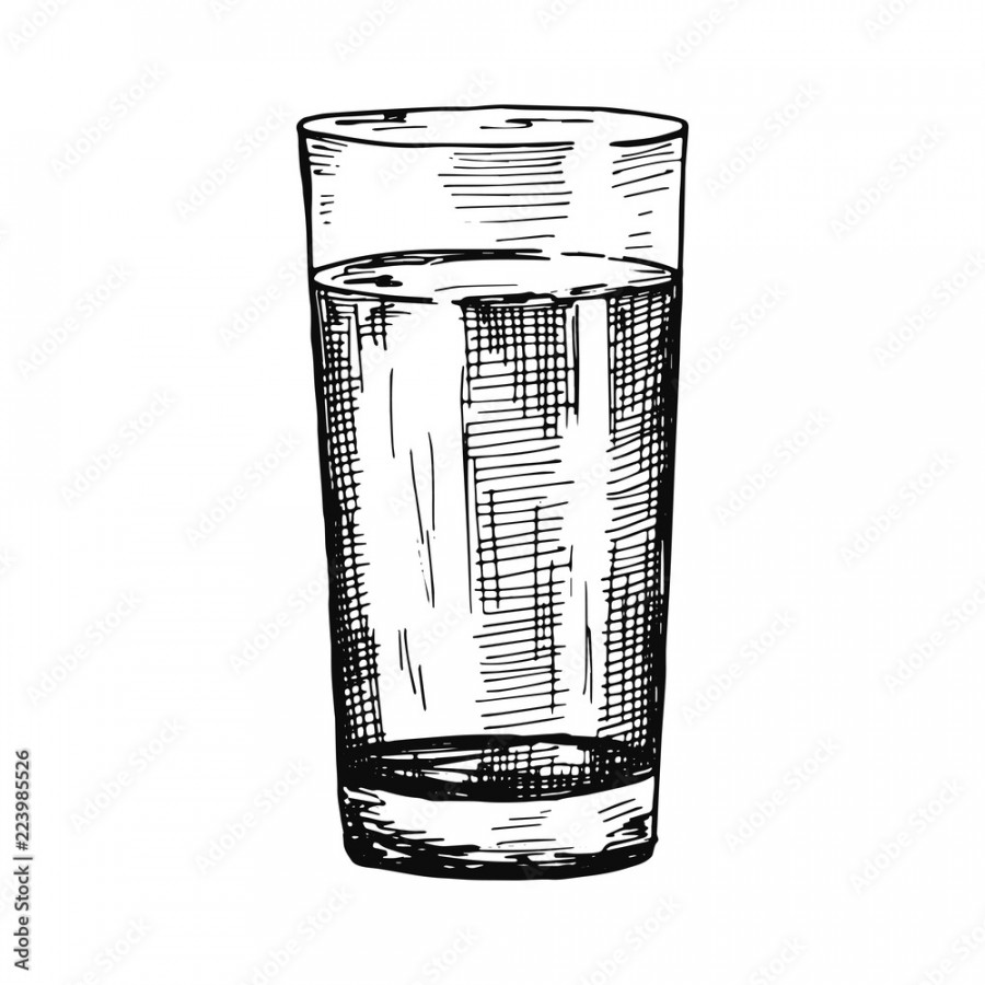 water in a glass cup sketch isolated Stock-Vektorgrafik  Adobe Stock