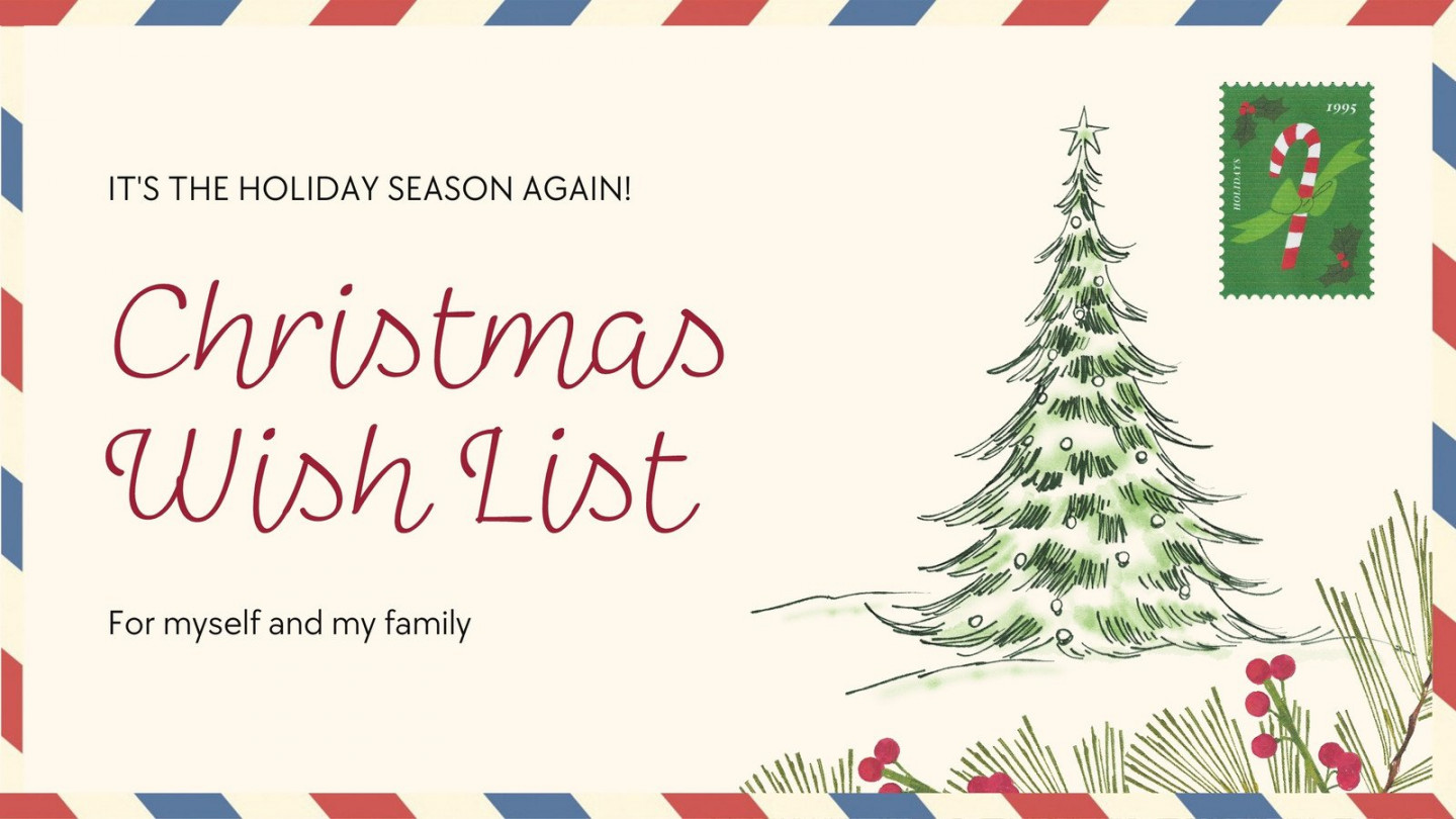 Wishlist Christmas Presentation in Cream Red Scrapbook Style