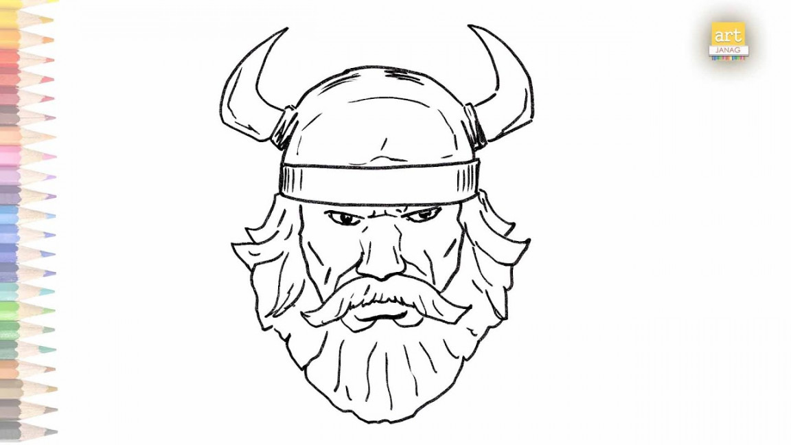 Angry Viking face drawing  How to draw Viking step by step  drawing  tutorials  King drawing