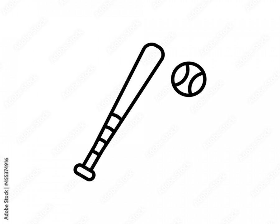 Baseball bat and ball linear icon