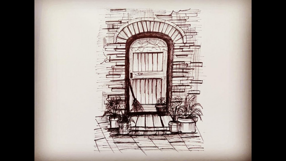 Beautiful secrete old door drawing tutorial  how to draw door step by step