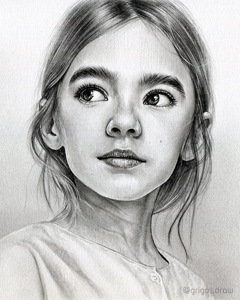 Black and White Realistic Pencil Portrait Drawings in