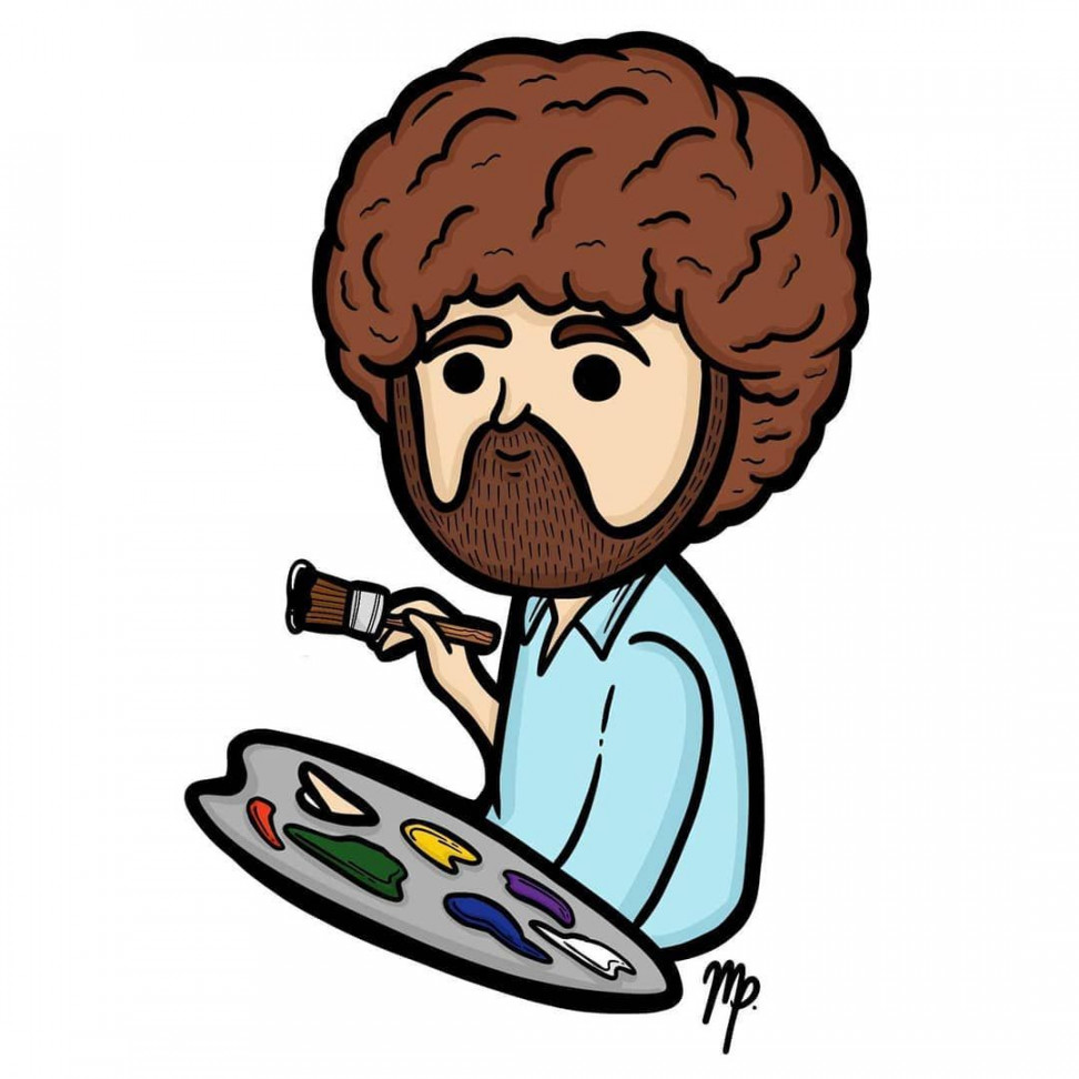 Bob Ross Cartoon  Cartoon illustration, Bob ross, Cartoon