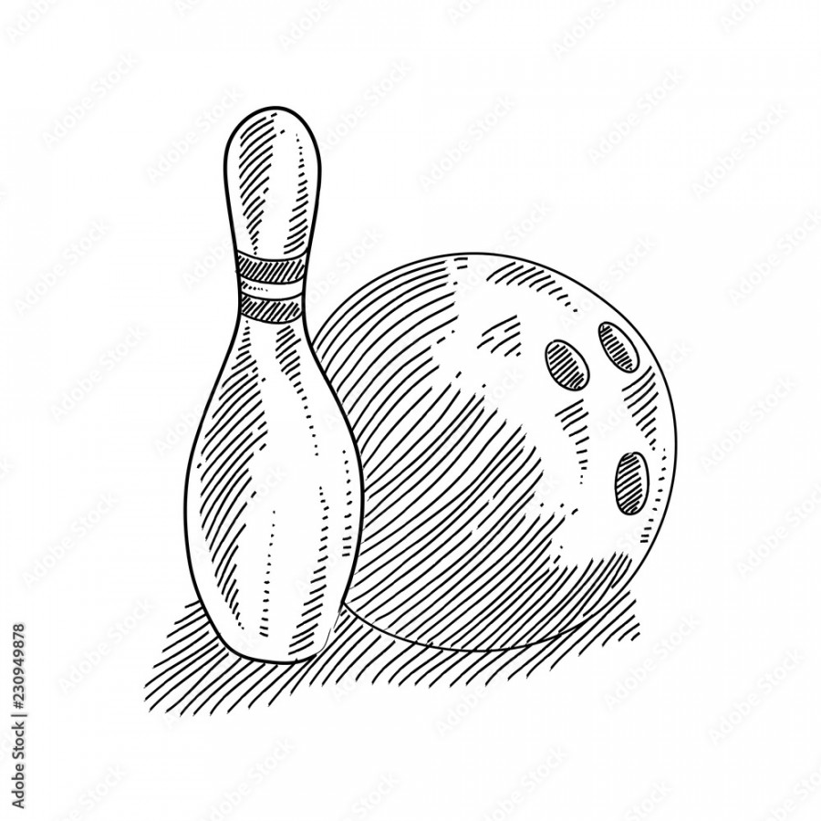 Bowling pin and ball Drawing Stock-Vektorgrafik  Adobe Stock