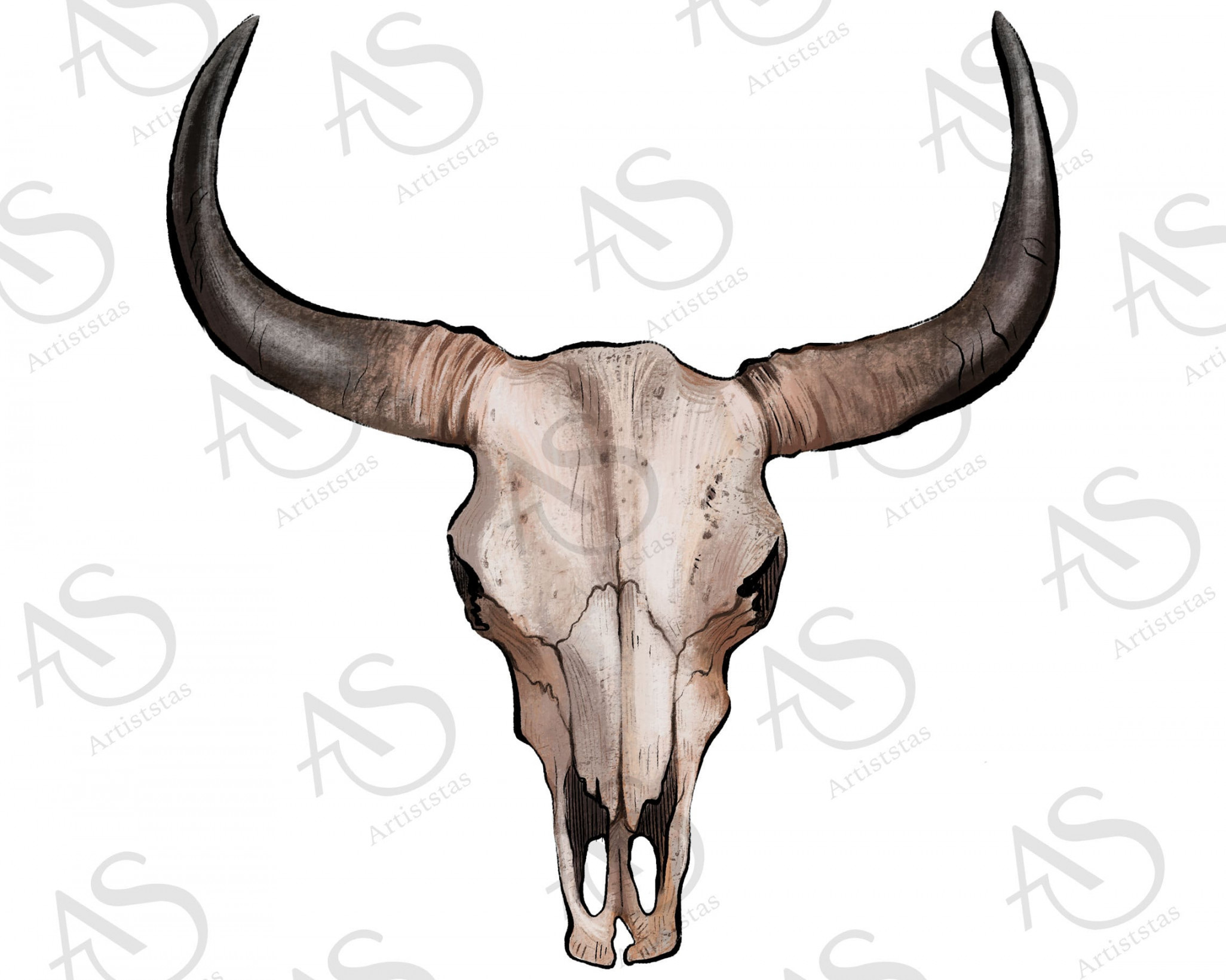 Buy Western Bull Skull Png Sublimation Design, Hand Drawn Bull