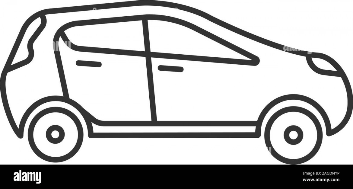 Car side view linear icon. Thin line illustration