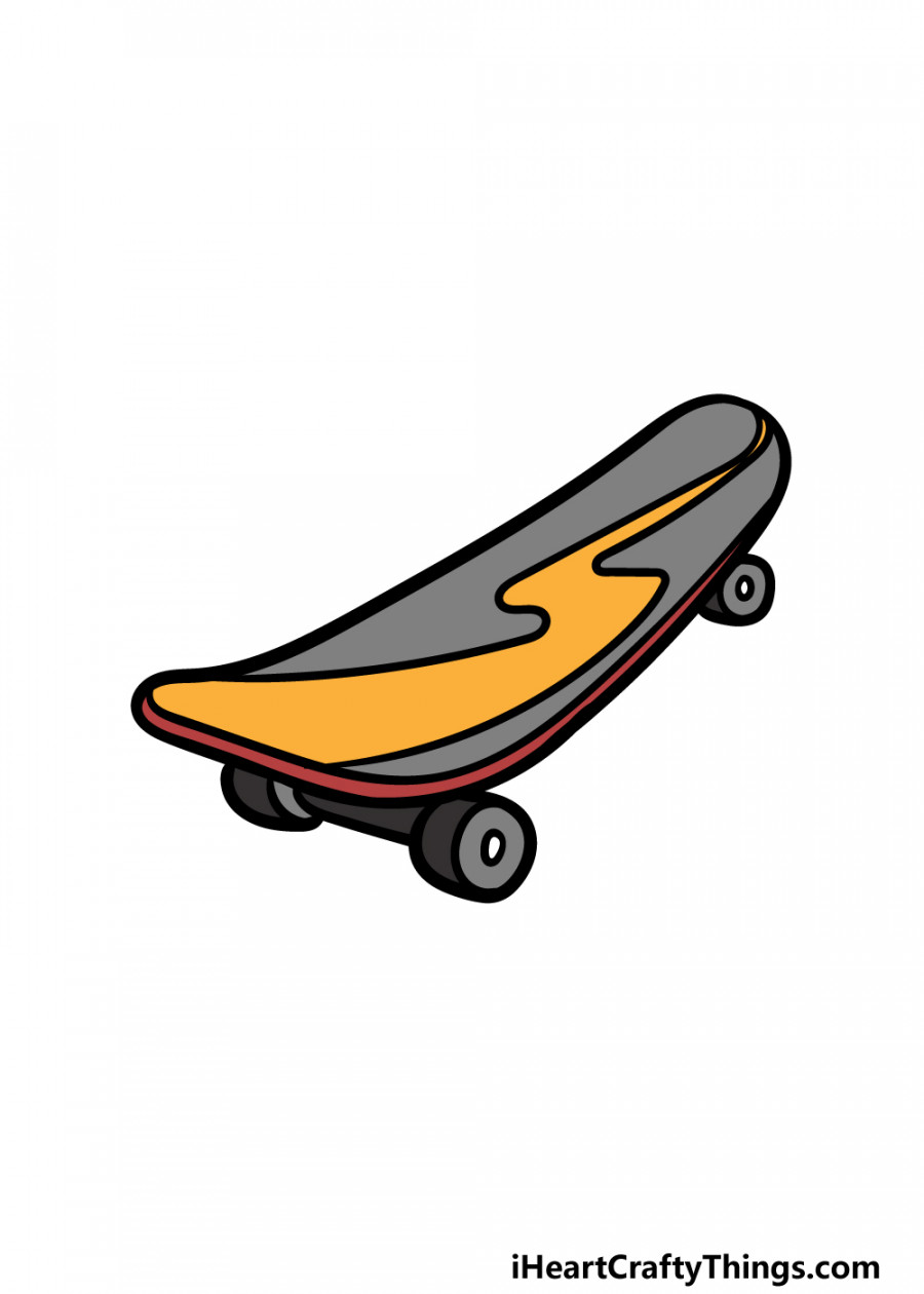 Cartoon Skateboard Drawing - How To Draw A Cartoon Skateboard Step