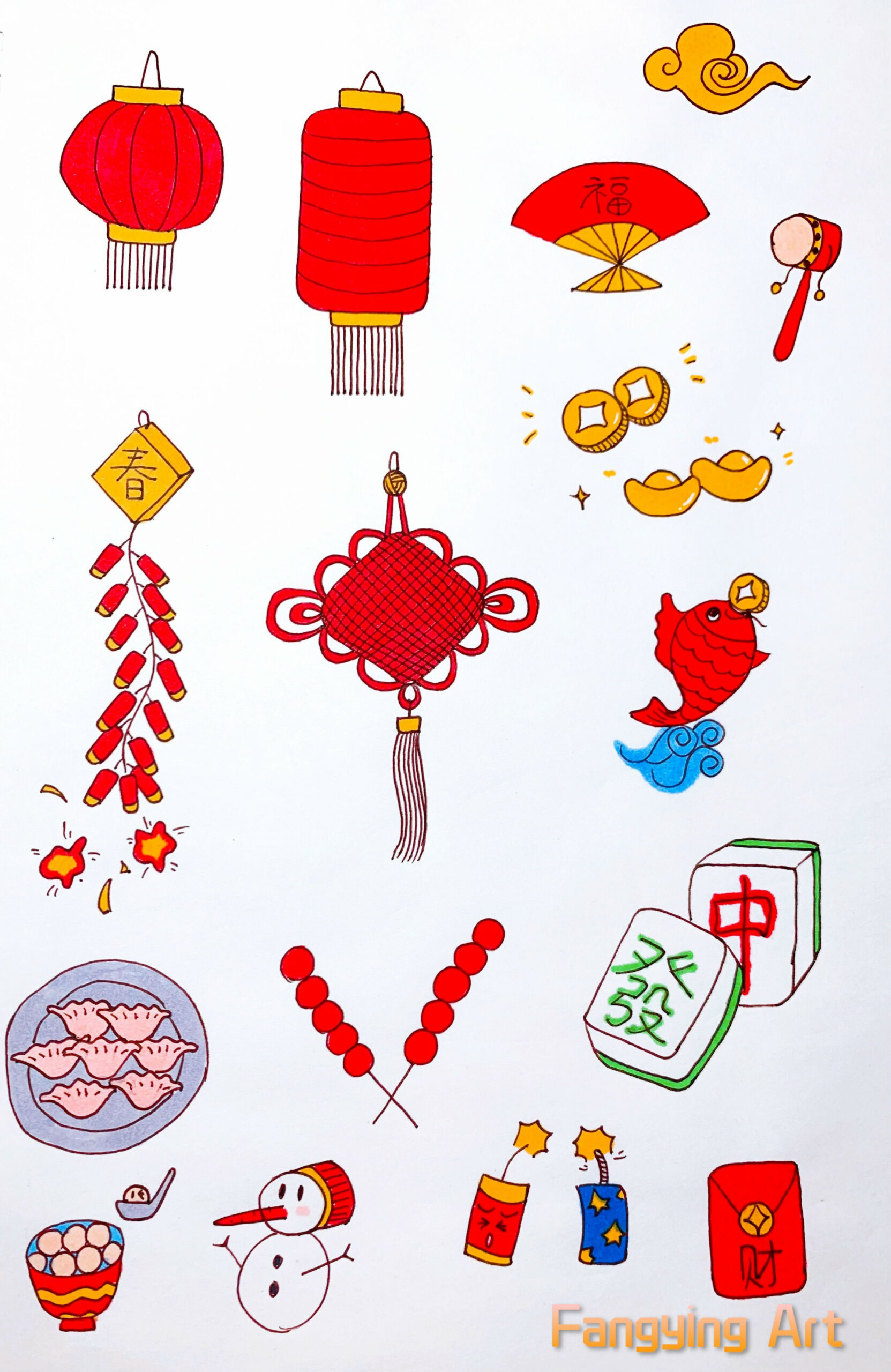 Chinese New Year Doodle  Spring Festival Drawings  New year