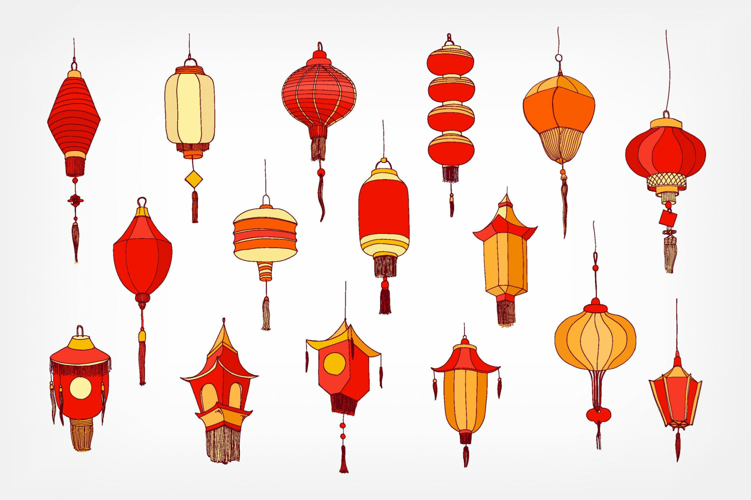 Chinese paper street lanterns bundle  Lantern drawing, Japanese