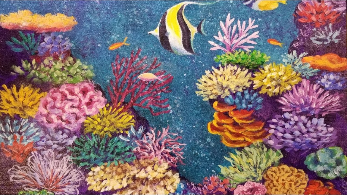 Coral Reef with Tropical Fish LIVE Acrylic Painting Tutorial