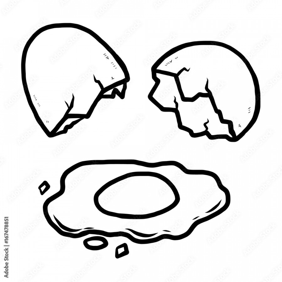 cracked egg / cartoon vector and illustration, black and white