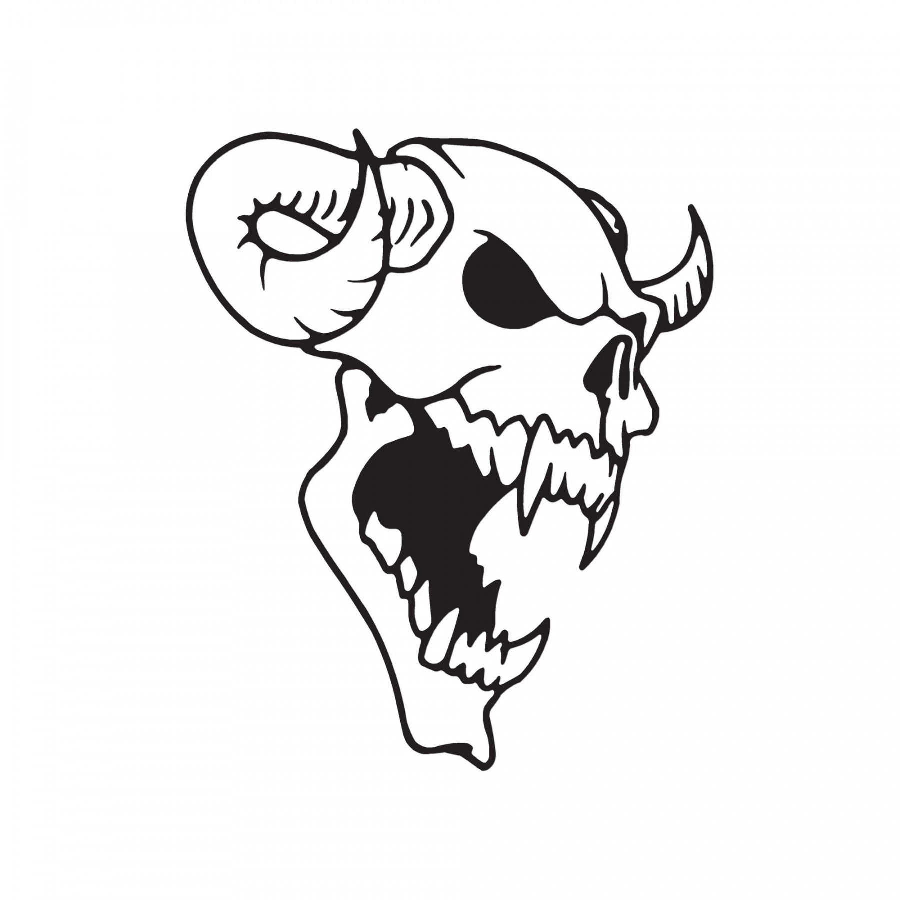 Demon Skull Horns Vinyl Decal Sticker  Sizes  Solid Colors