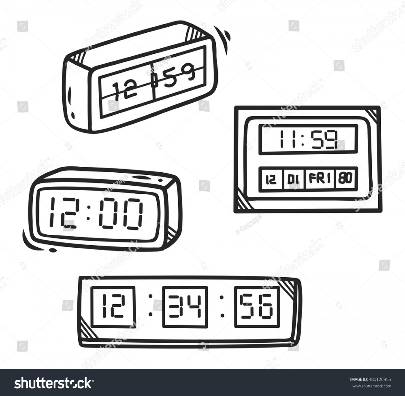 Digital Clock Sketch Royalty-Free Images, Stock Photos & Pictures