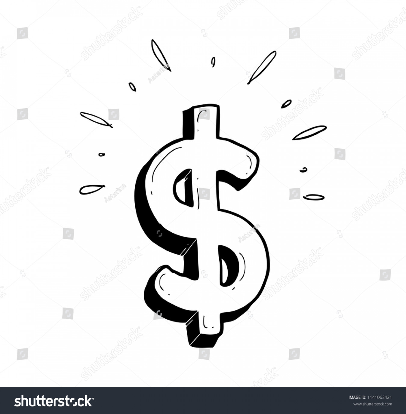 Dollar Icon Hand Drawn Stock Vector (Royalty Free)