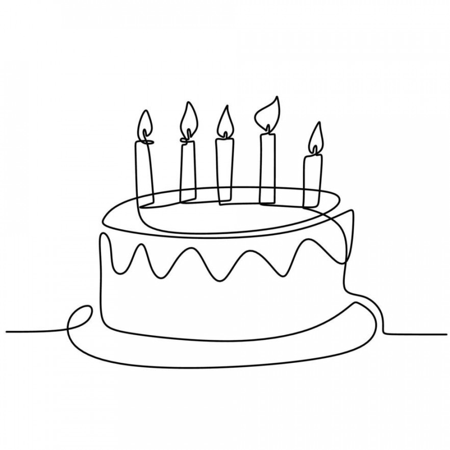 Download Continuous line drawing of birthday cake with candle