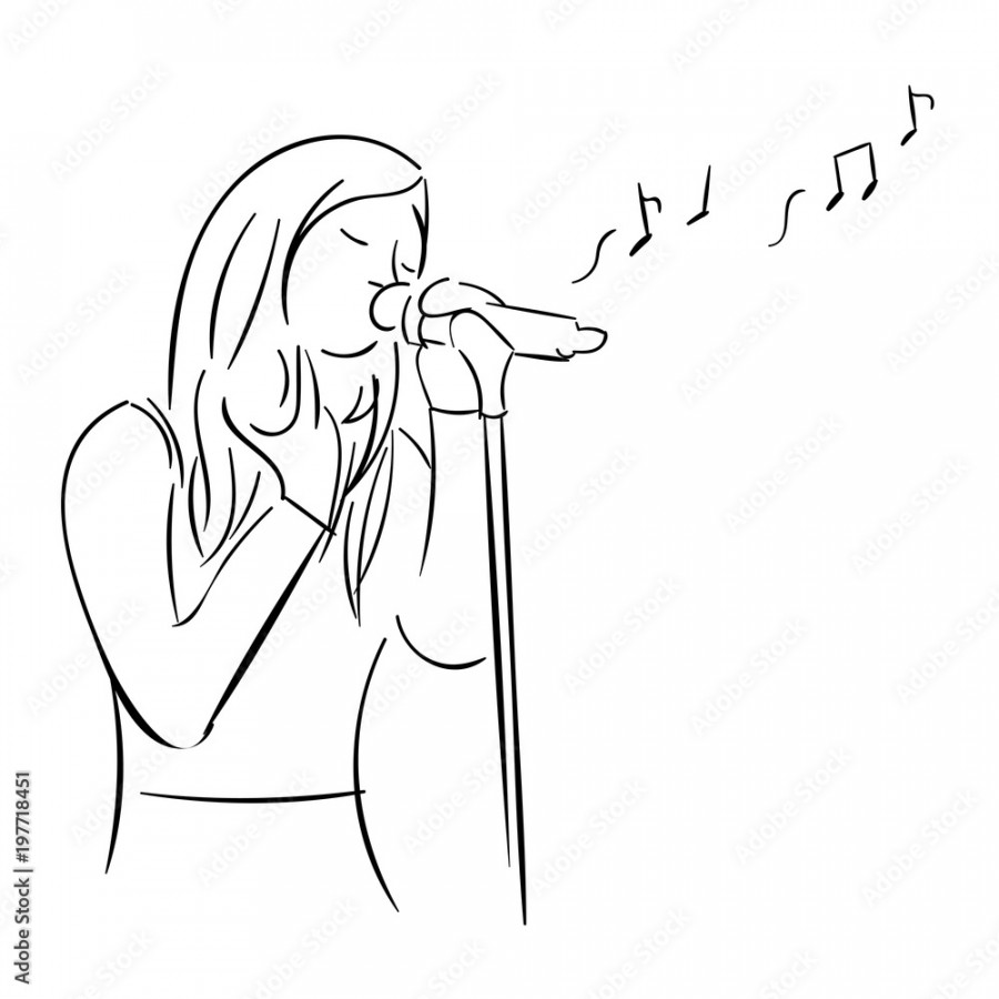 Drawing of a singer with microphone Stock-Vektorgrafik  Adobe Stock