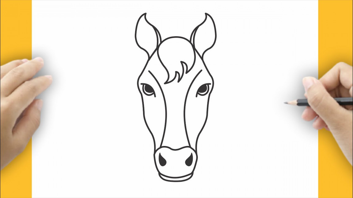 EASY HOW TO DRAW A HORSE HEAD FRONT VIEW  Horse Face Drawing