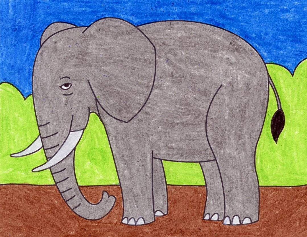 Easy How to Draw an Elephant for Kids Tutorial Video