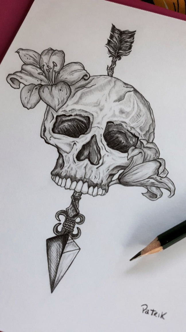 easy pencil art  Skull art drawing, Skull drawing, Skull sketch