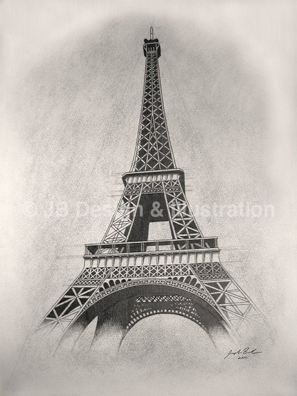 Eiffel Tower . x  Pencil Drawing - Etsy