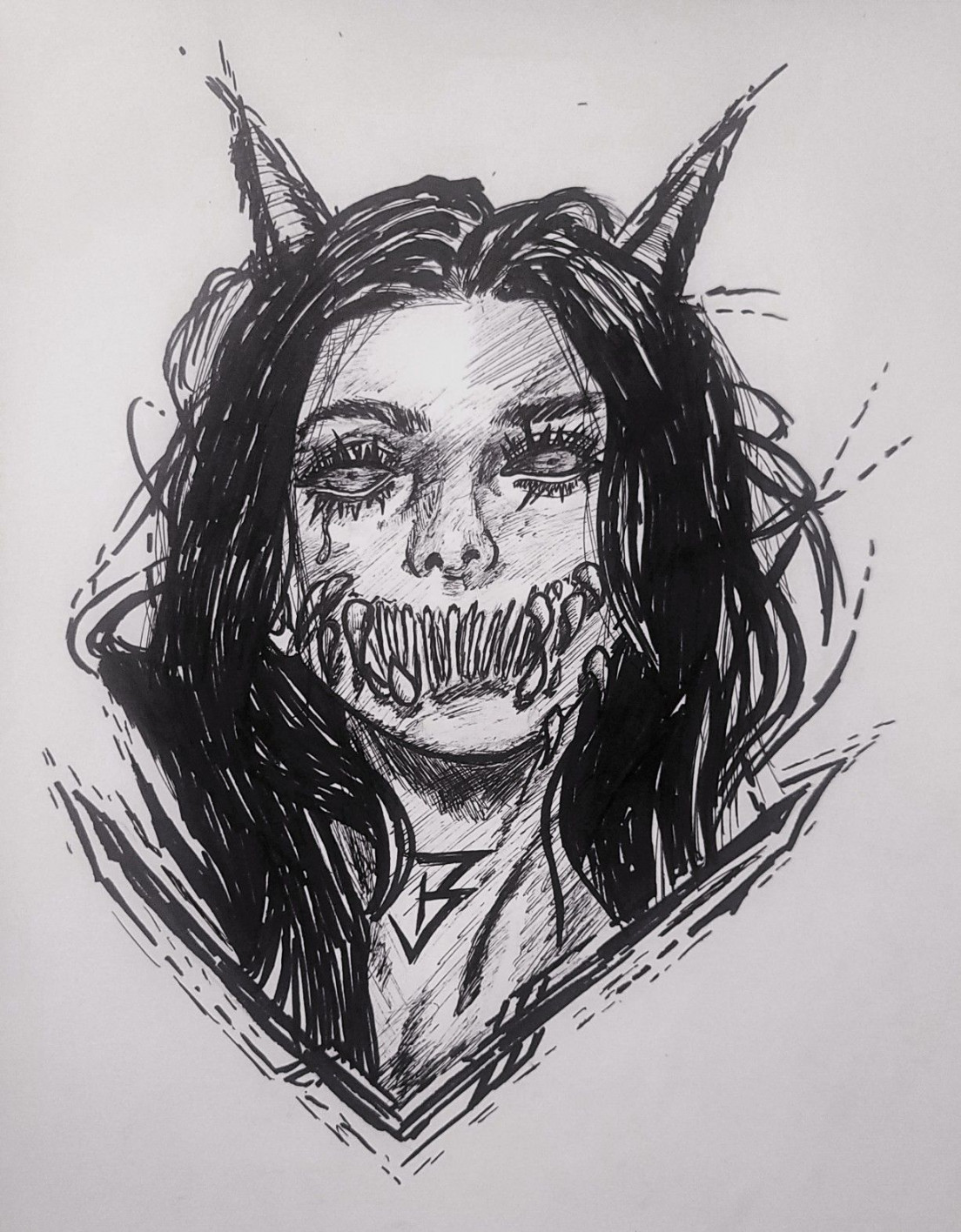 Evil girl drawing