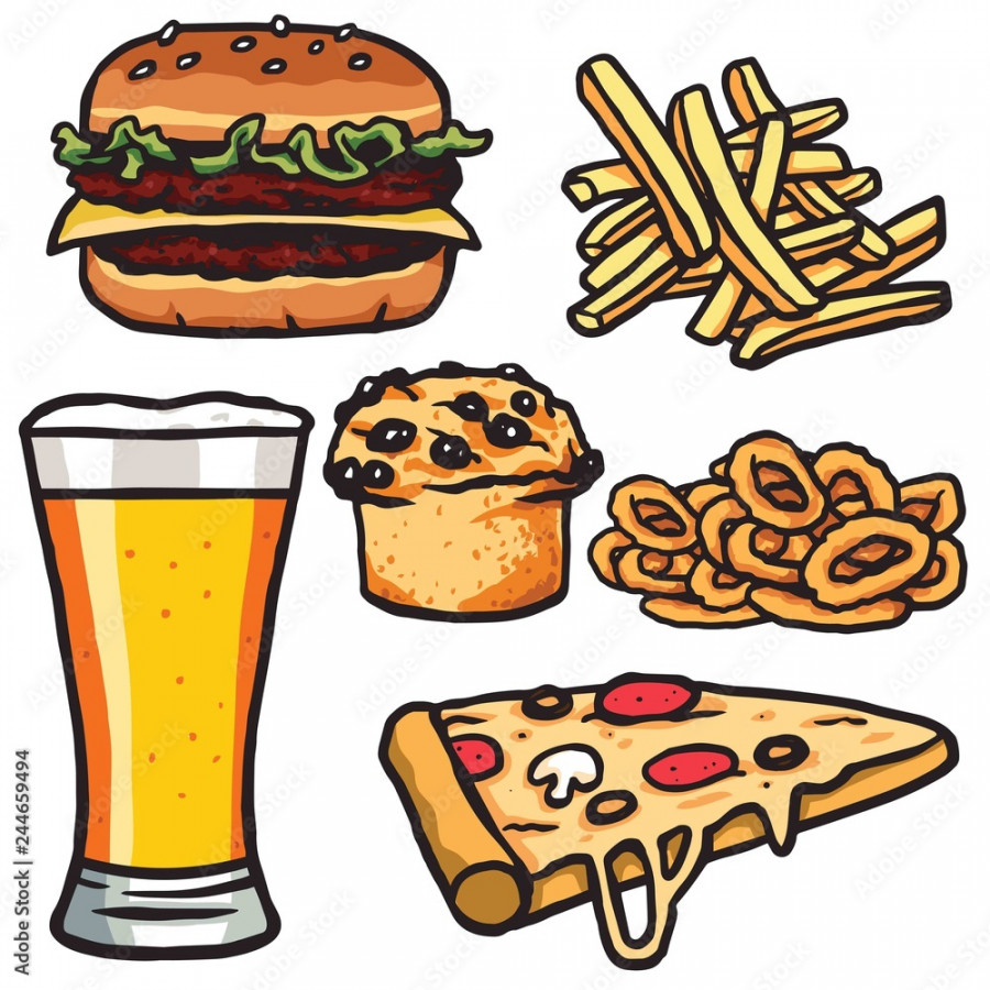 Fast Food, Junk Food Products Set