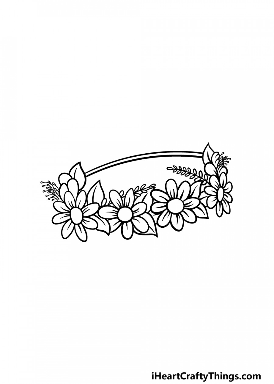 Flower Crown Drawing - How To Draw A Flower Crown Step By Step