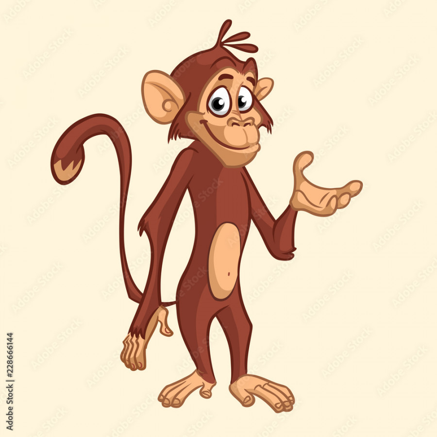 Funny monkey cartoon icon