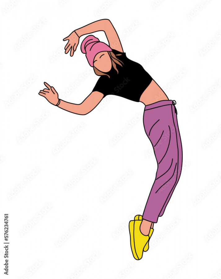 Girl dancer hip hop, breakdance modern vector illustration