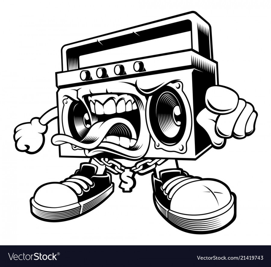 Graffiti boombox character Royalty Free Vector Image