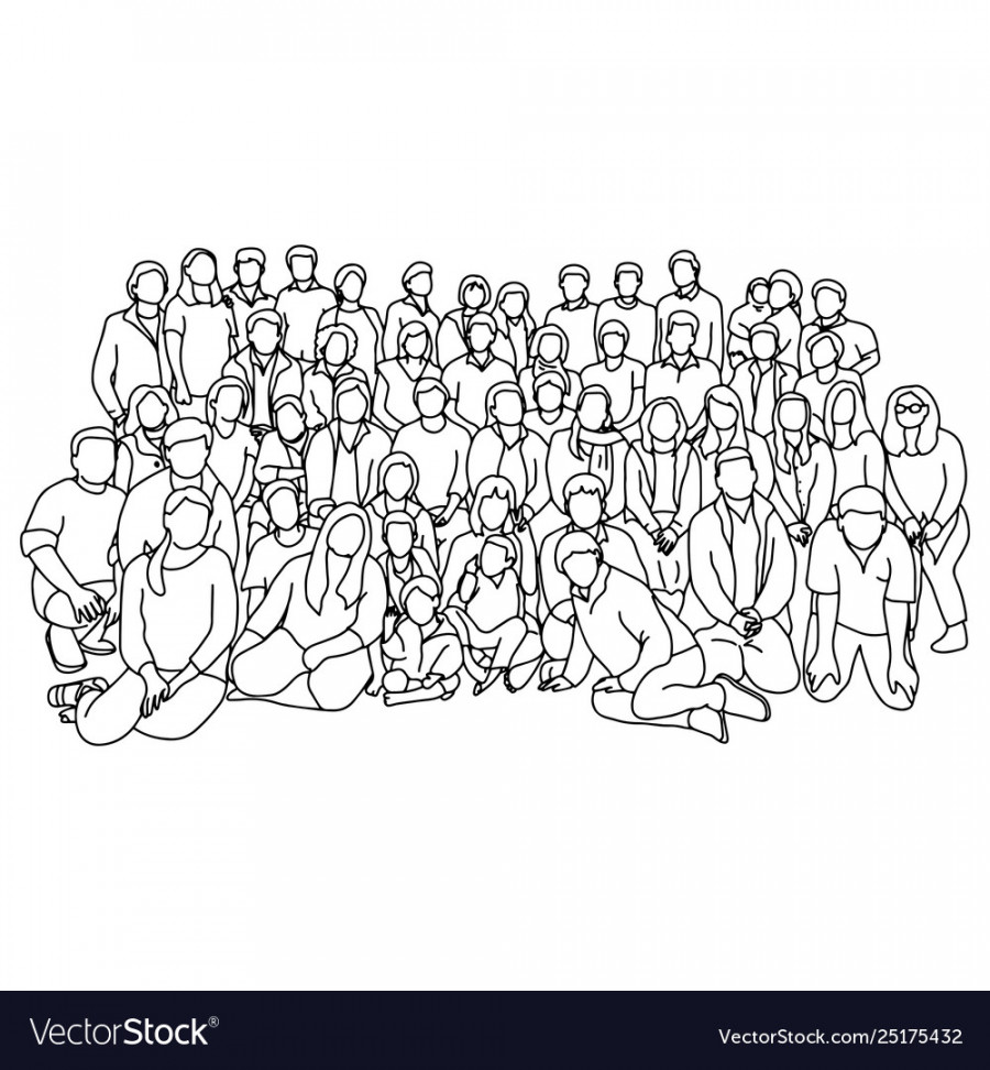 Group people together sketch Royalty Free Vector Image