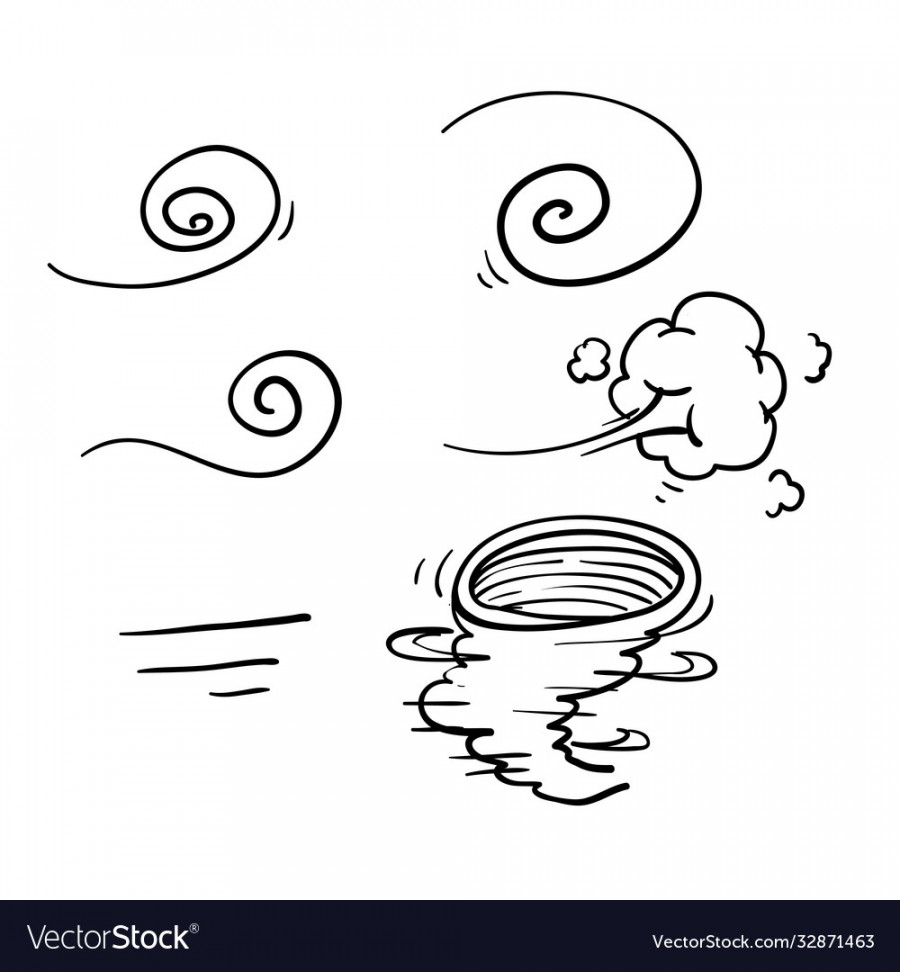 Hand drawn doodle wind blow isolated background Vector Image