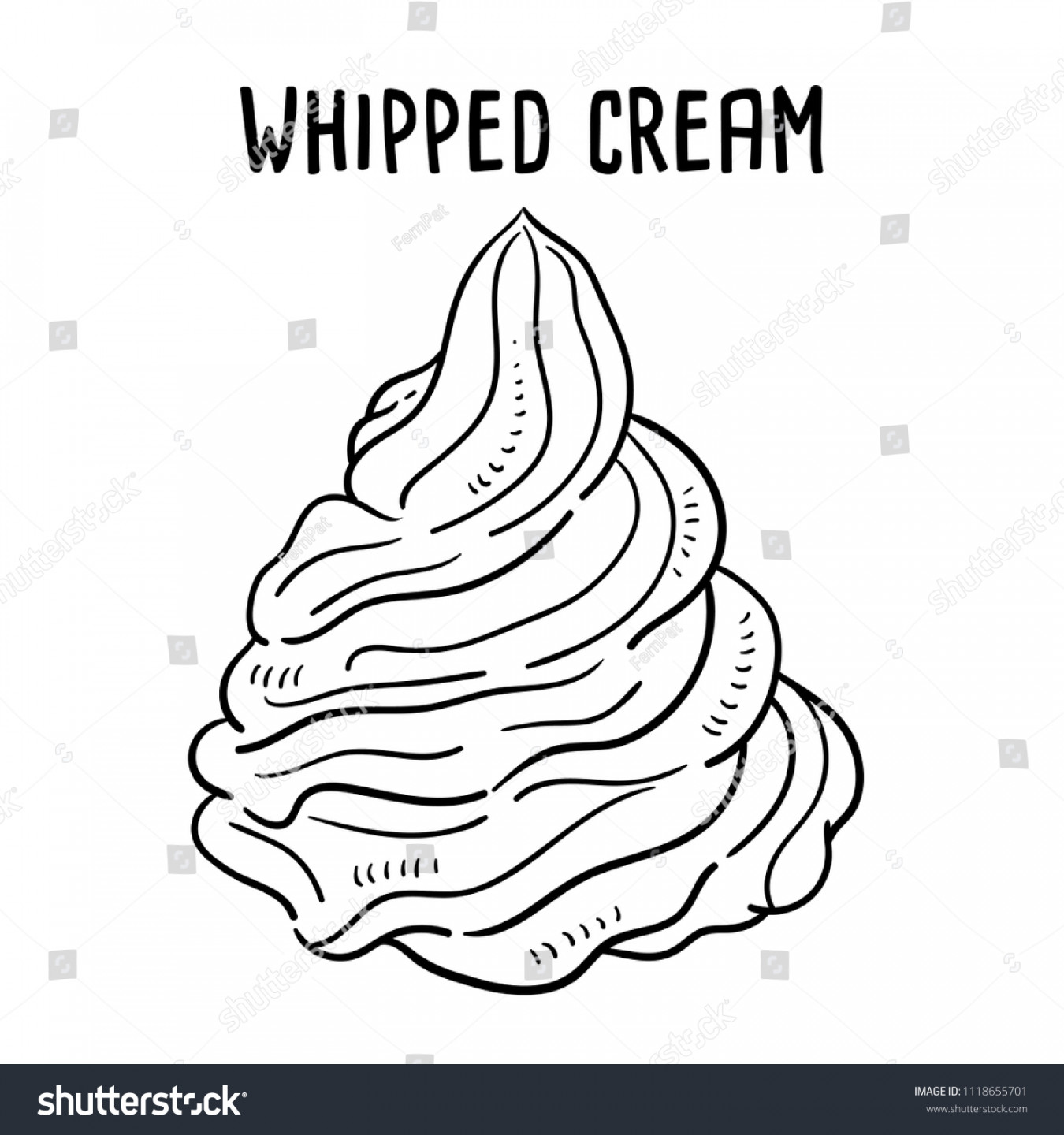 Hand Drawn Illustration Whipped Cream: Stock-Vektorgrafik