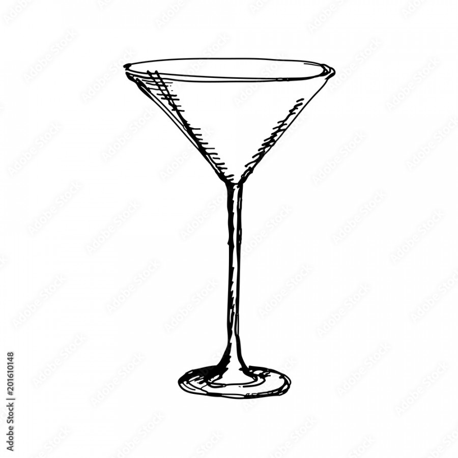 Hand drawn martini glass. Sketch, vector illustration