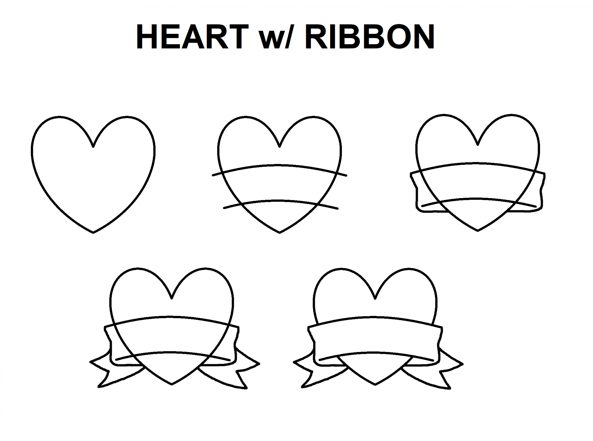 Heart & Ribbon  Banner drawing, Little mermaid drawings, Cute