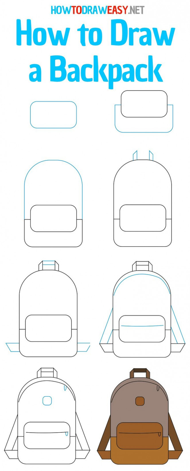 How to Draw a Backpack Step by Step  Backpack drawing, Simple