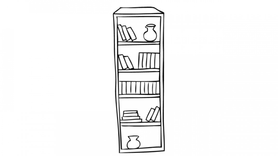 How to Draw a Bookshelf  Drawing of a Book Shelf