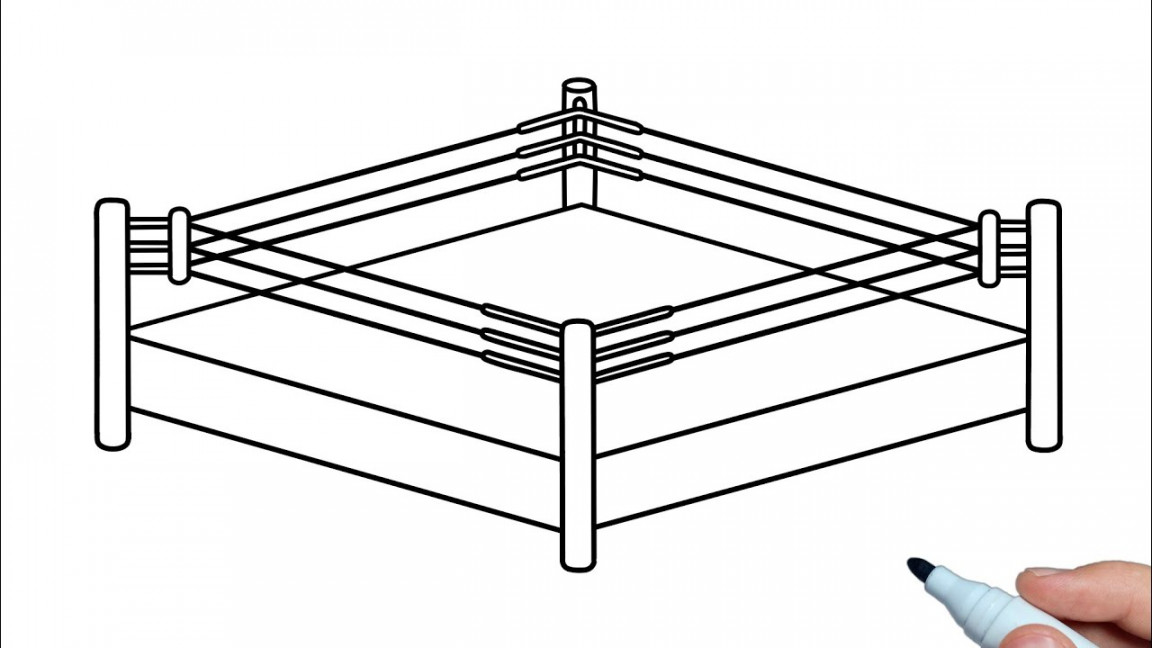 How to draw a Boxing Ring step by step  Drawing wrestling ring easy