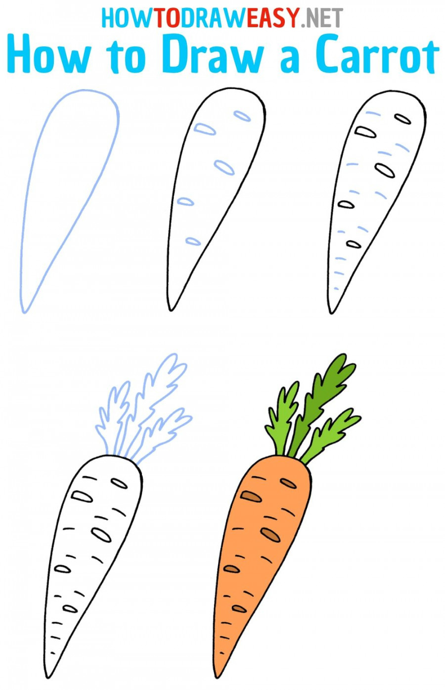 How to Draw a Carrot Step by Step  Super easy drawings, Drawings