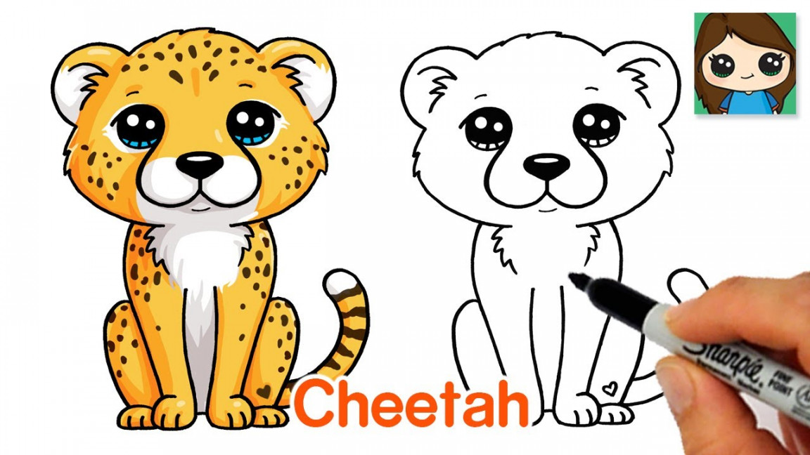 How to Draw a Cheetah Easy  Cute Cartoon Animal