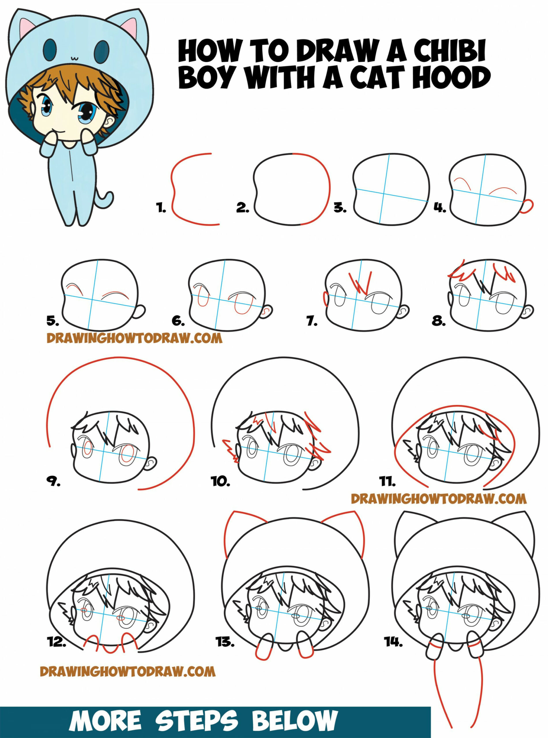 How to Draw a Chibi Boy with Hood On - Drawing Cute Chibi Boys