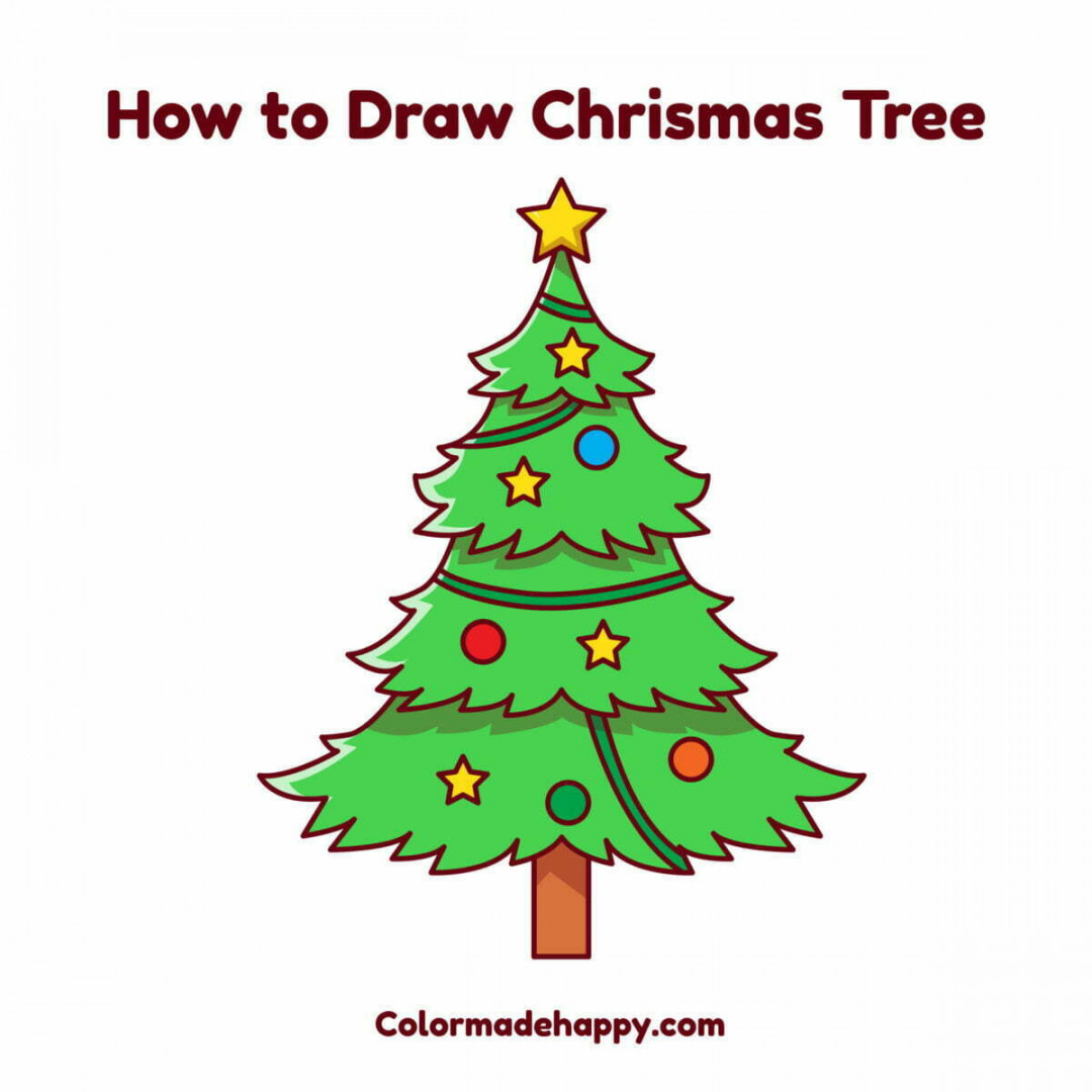 How to Draw a Christmas Tree: Step by Step