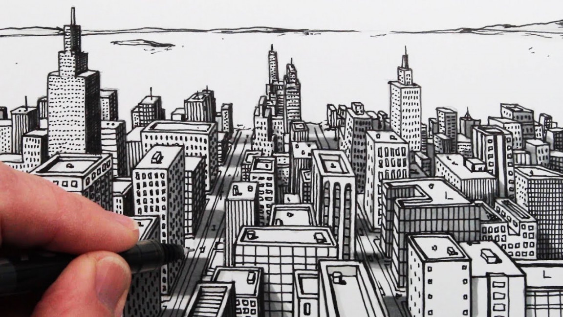 How to Draw a City in -Point Perspective: Easy