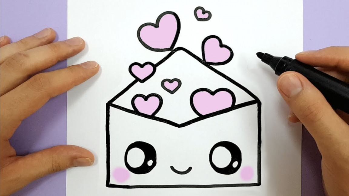 How To Draw A Cute Envelope with Love Hearts EASY - HAPPY DRAWINGS