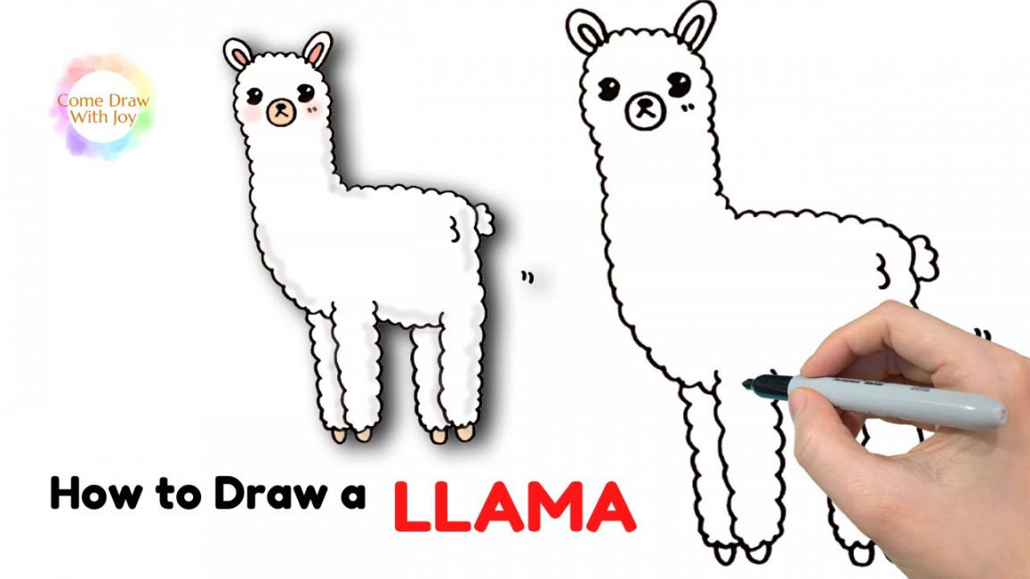 How to Draw a Cute Llama: Cartoon Llama