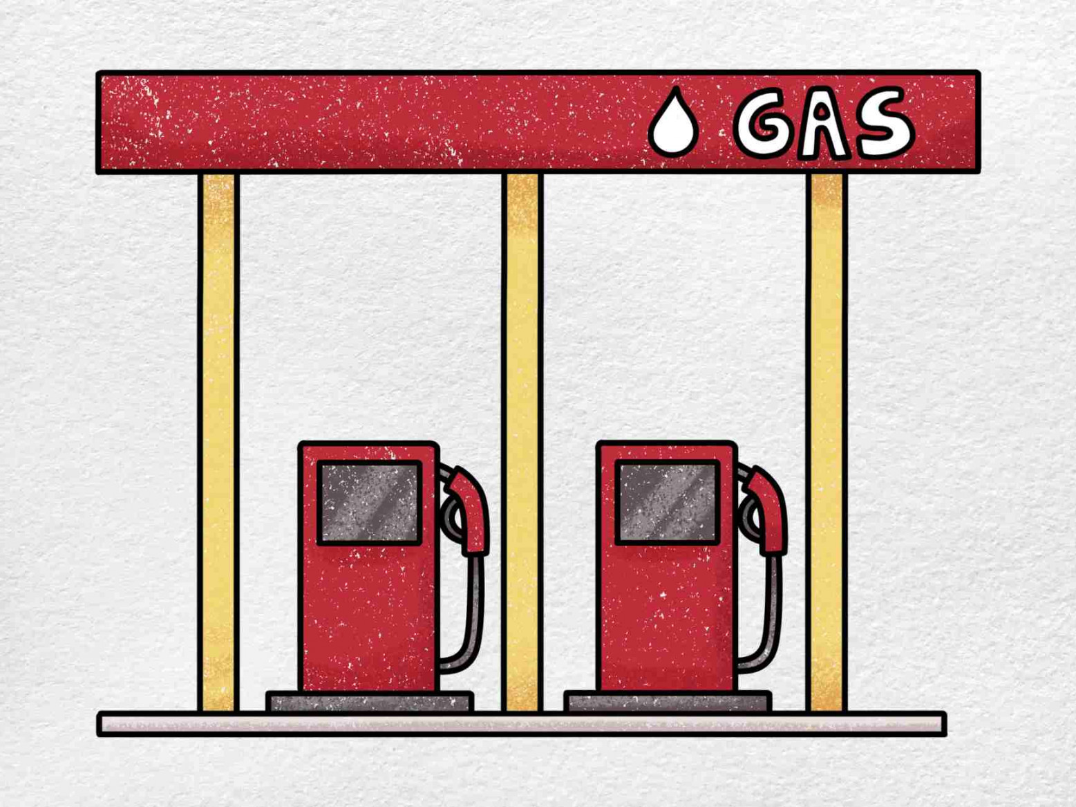 How to Draw a Gas Station - HelloArtsy