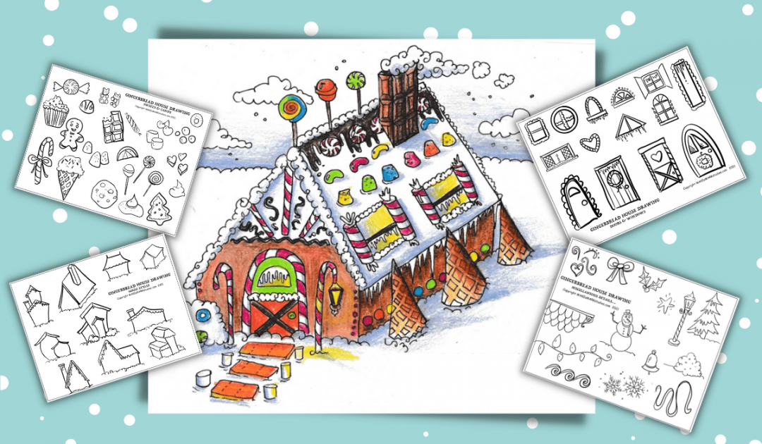 How to draw a gingerbread house with drawing guides! » Make a